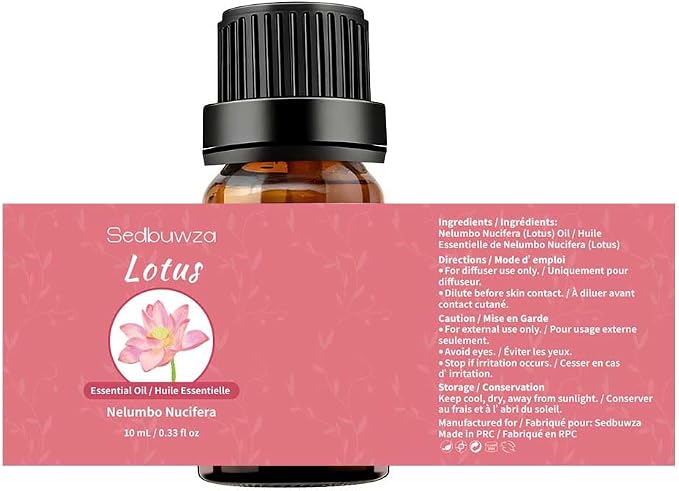 Sedbuwza Lotus Essential Oil, Pure Organic Lotus Fragrance Oil for Diffuser, Humidifier, Soap, Candle, Perfume