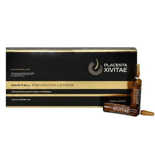 Placenta Hair Growth Treatment 12 x 10 ml - Nettle Ampoules for Hair Loss and Follicles Regrowth - Placenta Serum Enriched with Panthenol and Eucalyptus - Soothing Scalp Treatment