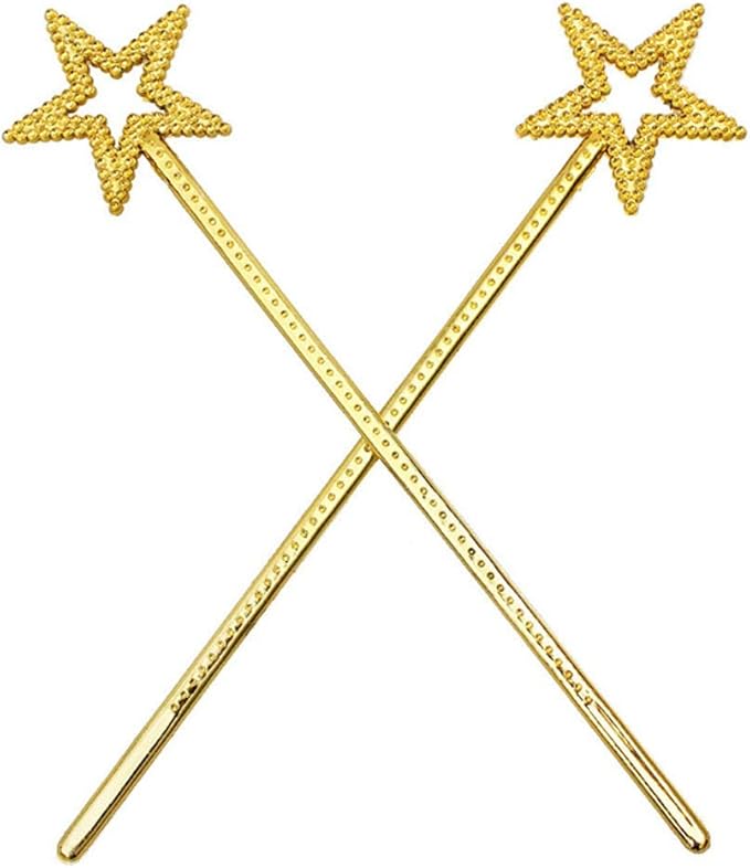 Tvoip 5PCS Girls Costume Props Star Magic Wand Angel Fairy Wands Sticks Birthday Party Wedding Halloween Cosplay Christmas 13 Inches (Gold)
