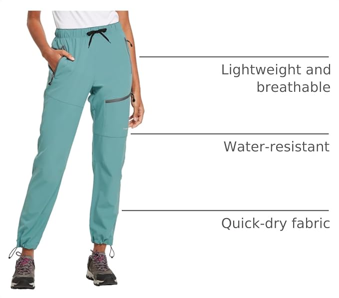 baleaf Women's Hiking Pants Quick Dry Lightweight Water Resistant Elastic Waist Cargo Pants for All Seasons