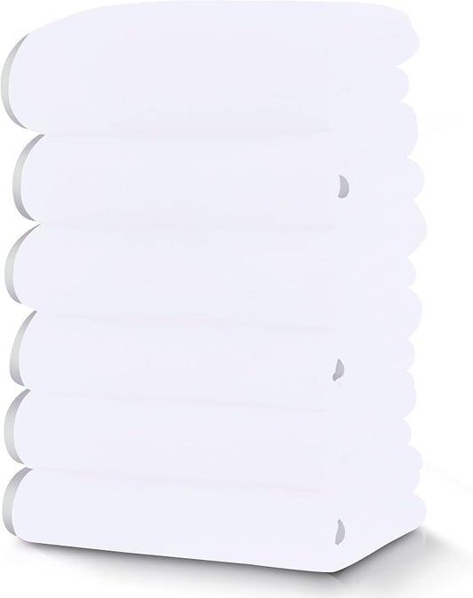 TENSTARS Silk Hemming Hand Towels for Bathroom - Quick Drying - Ultra Soft Microfiber Absorbent Towel for Bath Fitness, Gym, Shower, Hotel, and Spa - 16x28 Inch | Set of 6, White