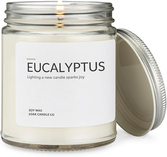 1OAK Eucalyptus Candle - Soy Wax Scented Candles (Eucalyptus) - Soy Candles for Home Scented - Long Burning Premium - Hand-Poured (7oz.)