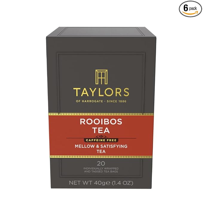 Taylors of Harrogate Rooibos Tea, Individually Wrapped Bags, 20 Count (Pack of 6), Mellow, Malty, and Slightly Honeyed, Caffeine-Free, Enjoy Hot or Iced, 120 Teabags