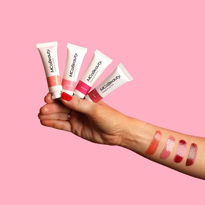 MCoBeauty - Cheek and Lip Tint - Dewy Gel-Cream Formula for Buildable Color - Multi-Use, Soft Radiant Finish - Flamingo, Peach Coral Shade - Tinta para Labios, Liquid blush for Cheeks & Lips