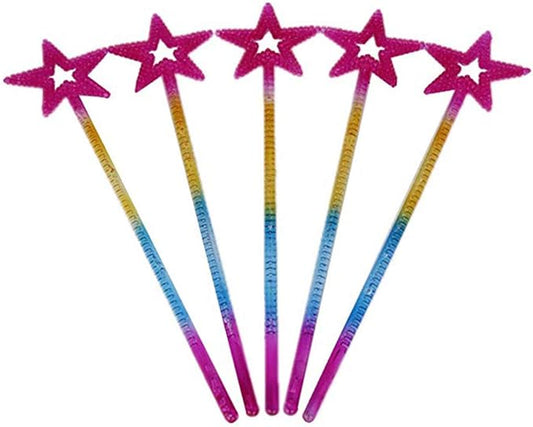 Tvoip 5PCS Girls Costume Props Star Magic Wand Angel Fairy Wands Sticks Birthday Party Wedding Halloween Cosplay Christmas 13 Inches (Multicolor)