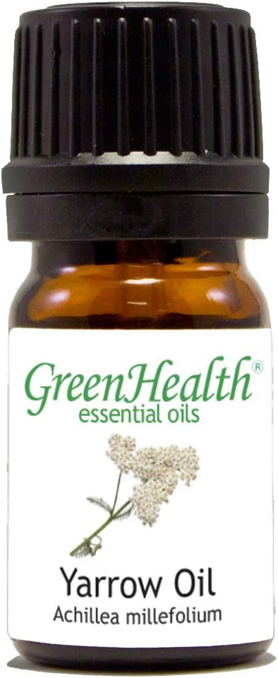 Yarrow (Blue) Essential Oil – 5 ml – 100% Pure & Natural – Therapeutic Grade – Achillea millefolium – Calming & Skin-Soothing – Amber Glass Bottle with Euro Dropper – GreenHealth