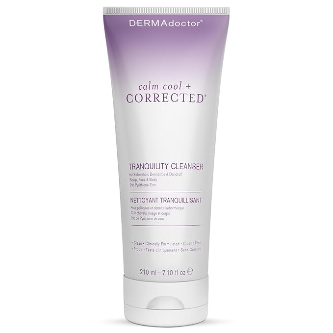 DERMAdoctor Seborrheic Dermatitis Shampoo – 2% Pyrithione Zinc Face Wash, Dermatologist Formulated Anti Dandruff Shampoo for Women, Itchy Scalp Treatment for Hair, Beard, Face & Body – 7.10 oz