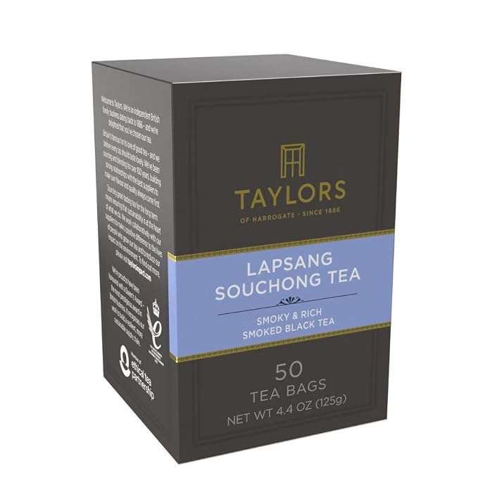 Taylors of Harrogate Lapsang Souchong, Black Tea, Pillow Tea Bags, 50 Count (Pack of 6), Smoky, Rich and Strong, Caffeinated, Enjoy Hot or Iced, 300 Teabags Total
