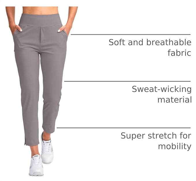 YYV Women's Golf Pants High Waist Stretch Ankle Pants with Pockets | Work Ankle Pants, Dress Pants with 4 Pockets, For Yoga Business Travel Casual