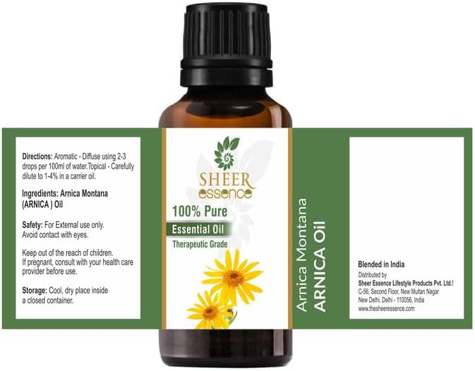 Arnica Flower Essential (Arnica Montana) Obtained from Distillation|Flower Extract of Arnica 100% Pure & Natural Therapeutic Grade for Aromatherapy Use 8.45 Fl. Oz