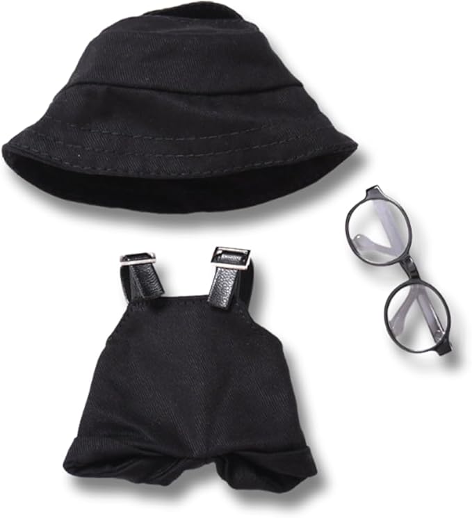 3 Set 17 cm Doll Clothes - 6.7 Inches Cute Dolls Dress - Premium Fashion Accessories, Doll Clothes+Overalls+Glasses Style Bundle,Gifts for Lovers (Style-D)