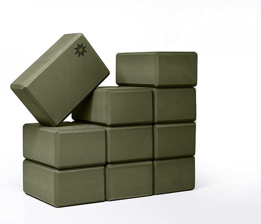 4" Yoga Block, 10 Pack Bulk EVA Foam Yoga Blocks, Firm and Supportive Yoga Brick, Balance Foam for Stretching, Pilates, and Workout, 4" x 6" x 9"