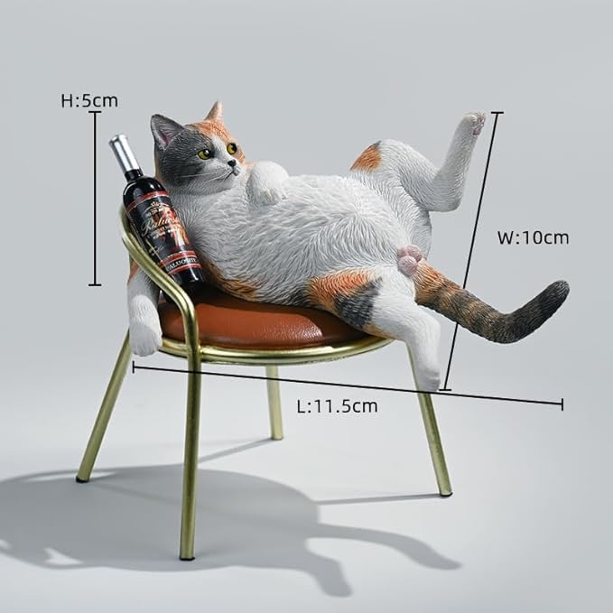 JXK Cat Statue Drunking Cat Figurine for Desktop Decor Durable Polyresin with Intricate Details Gifts for Mom Women Cat Lovers