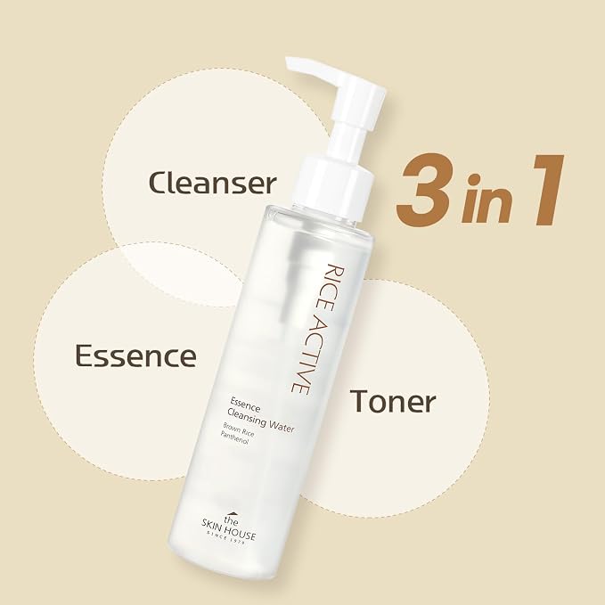 The Skin House Rice Cleansing Water, Gentle Makeup Remover, 5.07 fl.oz | Korean Micellar Formula, Low pH No-Rinse, For Everyday Use, Dry & Sensitive Skin