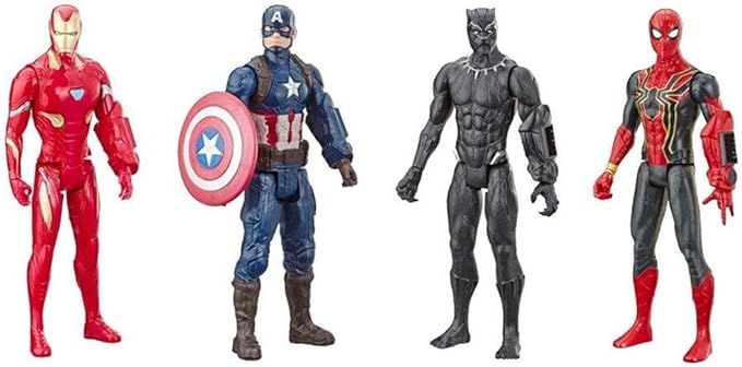 Marvel Avengers Endgame Titan Hero Series 12" Action Figures Captain America, Iron Spider, Black Panther, and Iron Man (4 Action Figures)