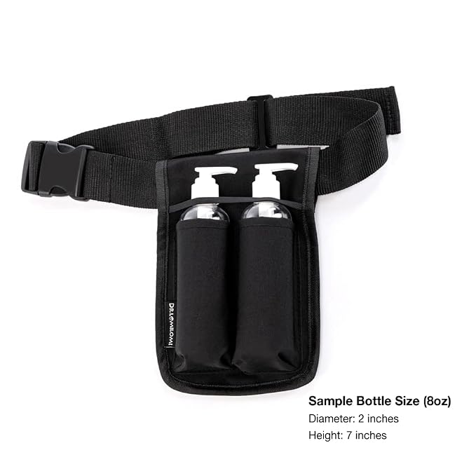 Massage Bottle (8oz) Bag Holster Kit, Adjustable Single Holster for Massage Oil & Massage Lotion (Bottle Included) (Two Bottles (8oz))