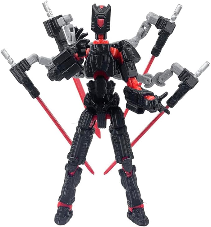 T13 Action Figure Set (Assembly Completed)，3D Printed Multi-Jointed, Desktop Decorations for Game Lovers Toys,5.5Inch (Black and Red)