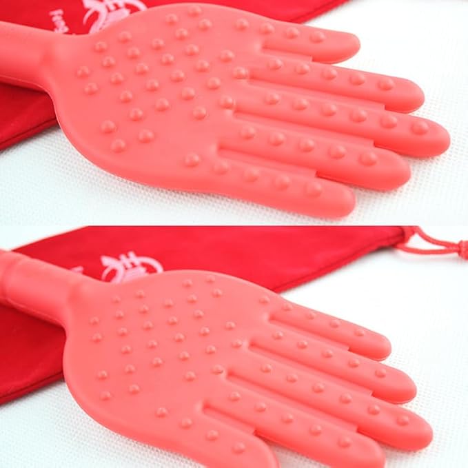 Palm Shaped Plastic Health Massage Hammer Durable Elastic Beat Pat Tool for Fatigue Relief Blood Circulation for Full Body Therapy Red