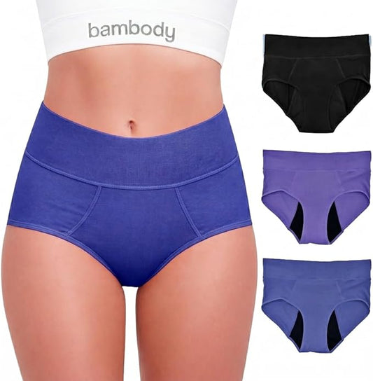 Bambody Absorbent Period Panties - Bamboo Rayon - Period Underwear for Women and Teens - All-Day Long - Overnight Protection