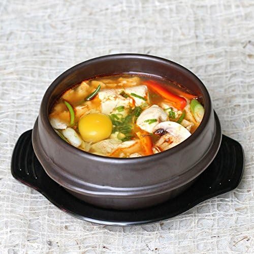 Crazy Korean Cooking Korean Stone Bowl (Dolsot), Sizzling Hot Pot for Bibimbap and Soup - Premium Ceramic (Medium - No Lid)