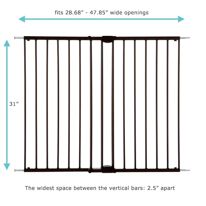Toddleroo by North States - Easy Swing & Lock Baby Gate Series 2: Hardware Mounted Metal Safety for Stairs & Doorways - Adjustable 28.68 to 47.85 Inches Wide - 31 Inches Tall - Matte Bronze