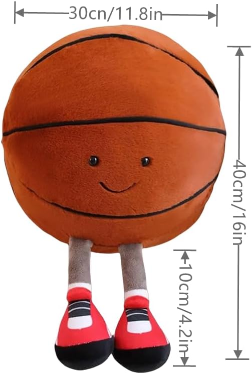 13.7inch Football Plush Toys,Rugby Stuffed Sports Balls Toy,with feet Creative Soccer Doll,Cute Fun Soft Plush Ball,Plush Stuffed Spherical Soft Toys Sports Throw Pillow Cushion Kids Gift (Basketball)