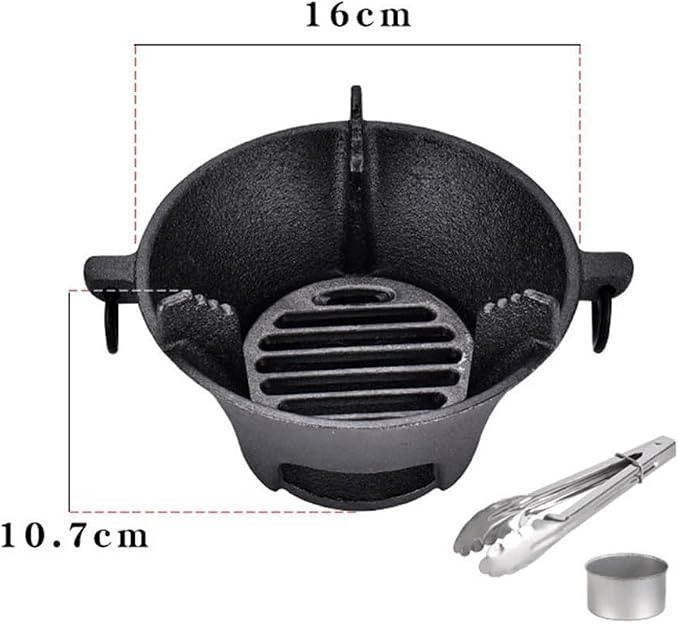 Cast Iron Charcoal Stove, Thick Base for Even Heat, Portable Korean BBQ Grill for Camping and Outdoor Picnics(19.5cm)