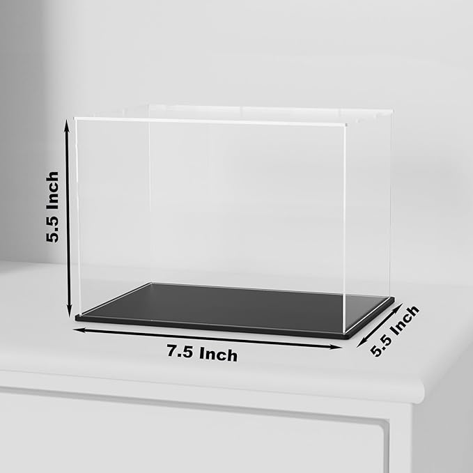 Acrylic Display Case for Collecibles, Clear Square Acrylic Box for Figures Statues Toys and Trophy, 7.5" L x 5.5" W x 5.5" H