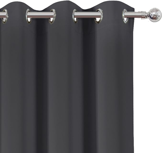 LEMOMO Dark Grey Blackout Curtains/38 x 54 Inch/Set of Two Panels Grommet Living Room Curtains