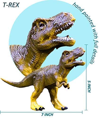 OuMuaMua Dinosaur Toys, Plastic Dinosaur Figure Set, Ideal Education Toys for Kids and Toddler, Including T-Rex, Stegosaurus, Monoclonius, 6 to 7 Inch Large Size, 6 Pack
