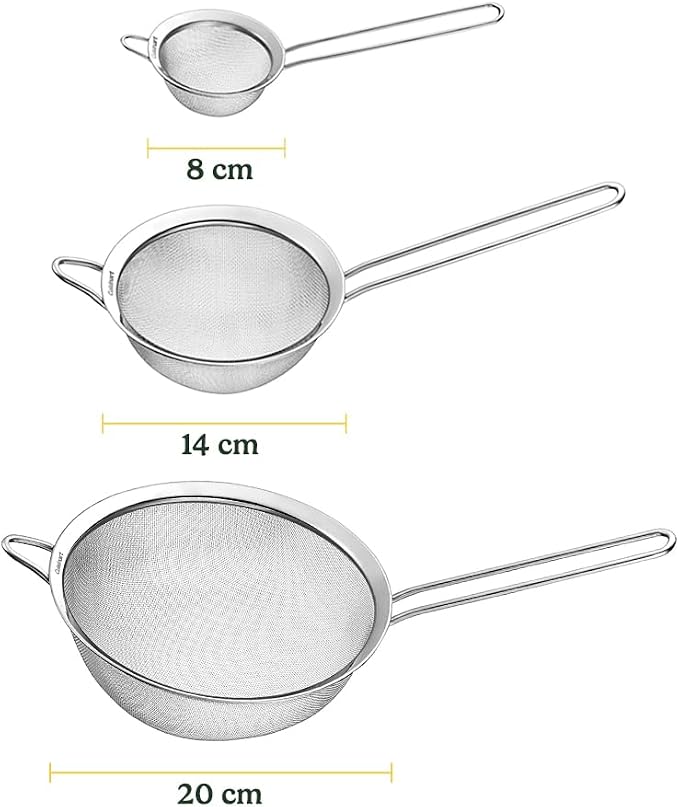 Cuisinart, Mesh Strainers, Stainless Steel Mesh Strainers for Kitchen, Fine Mesh Kitchen Strainer Set for Sifting, Straining and Cooking, Ctg-00-3Ms, 3 Count