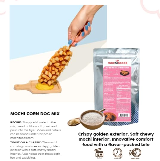 Original Mochi Corn Dog Mix - 4.5lbs - Crispy Chewy Fried Dough, Add Water, Cheese, Potatoes