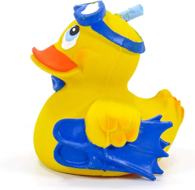 Snorkeling Rubber Duck Bath Toy | All Natural, Organic, Eco Friendly, Squeaker | Collectable | 3” | Imported from Barcelona, Spain