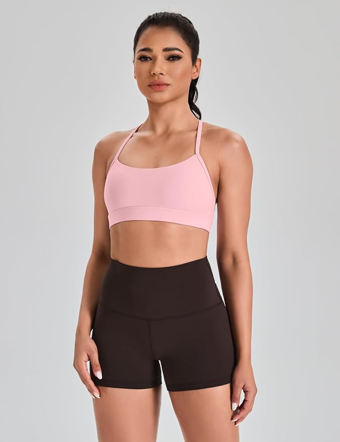 HeyNuts to Freest Womens Y Back Sports Bra, Spaghetti Strap Racerback Low Impact Workout Yoga Tops Padded A-C Cups *Updated