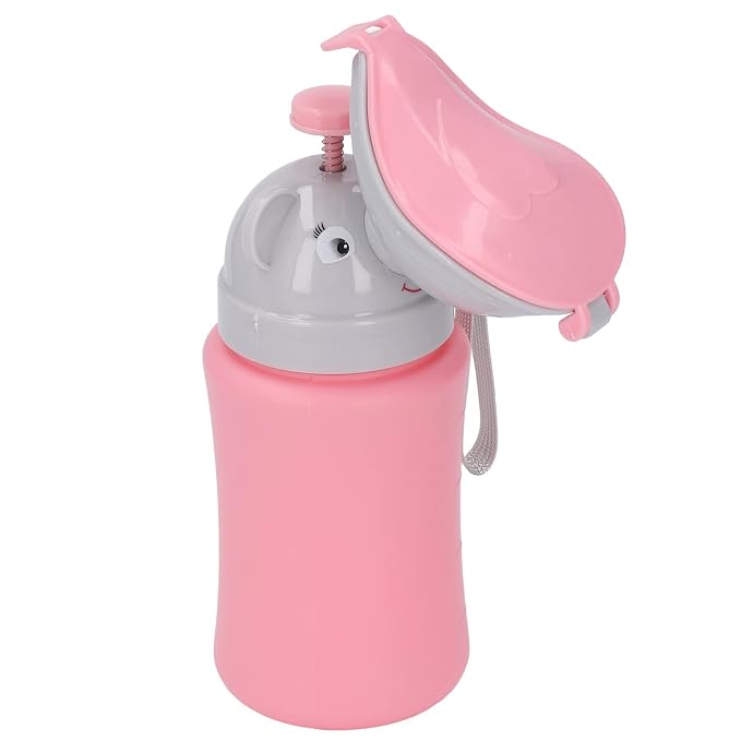 Asixxsix Toddler Urinal Cup, Leakproof Button Design Portable Potty for Boys, Car Potty with Silicone Rings Sealing for Travel Camping (Pink for Girl)