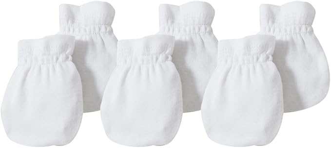Burts Bees Baby Unisex Baby Mittens, 100% Organic Cotton, 3-Pack Solid Color Infant Scratch Protection Mitts