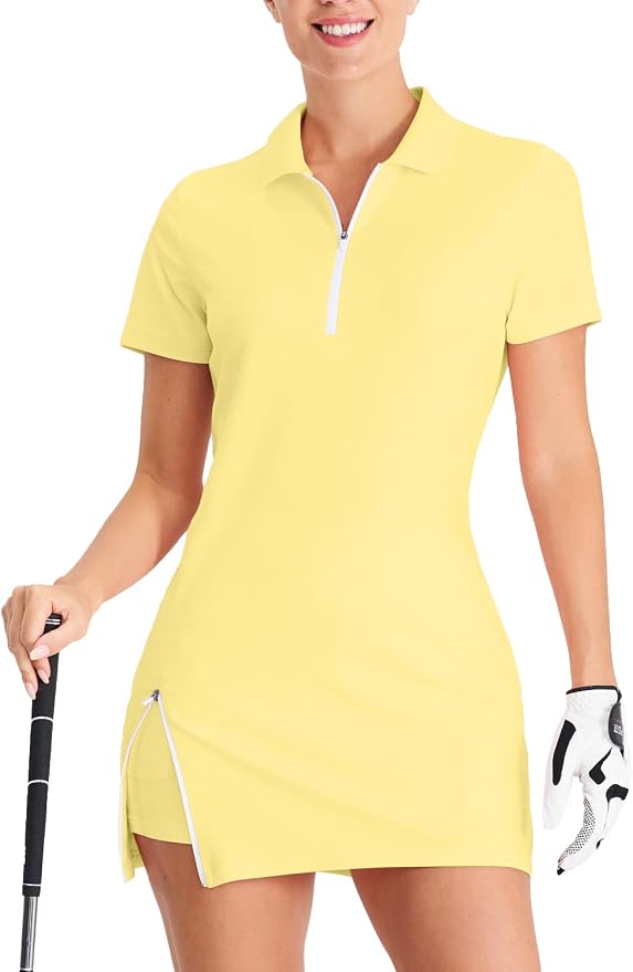 Hiverlay Tennis Dress Golf Dresses for Women with Built in Shorts | Polo Dress, Golf Outfit, 2 Pockets, UPF 50+ Pickball Hiking Workout Active Athletic Dresses,Summer Gym