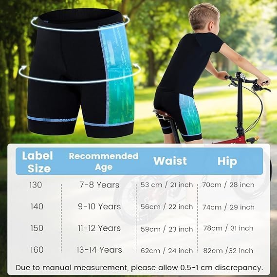 Gogokids Boys Girls 3D Padded Bike Shorts Kids Cycling Shorts Biking Shorts Sports Pants with Pockets for Mountain Road