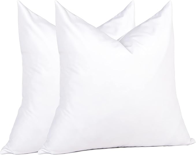puredown® Feather Throw Pillow Inserts 22 x 22 (Pack of 2, White), Big Throw Pillows for Floor, Couch, Bed, Machine Washable