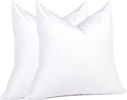 puredown® Feather Throw Pillow Inserts 22 x 22 (Pack of 2, White), Big Throw Pillows for Floor, Couch, Bed, Machine Washable
