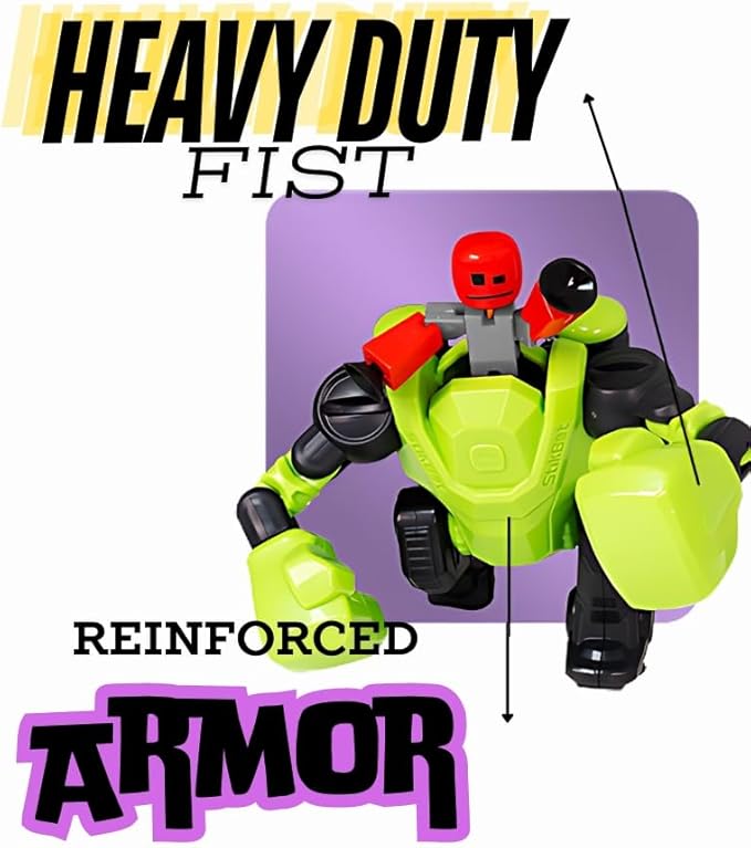 Zing Stikbot Megabots - Green (Knockout) Stikbot Poseable Collectible Stop Motion Action Figures and Mega Vehicles
