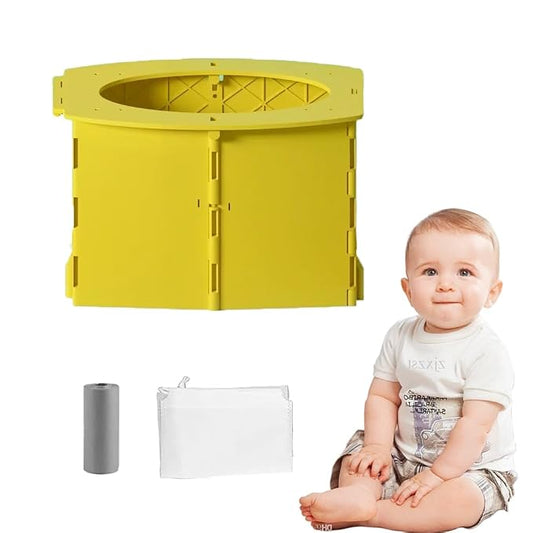 Travel Potty for Kids, 2025 New Reusable Portable Folding Potty for Toddler, Foldable Toilet for Outdoor Camping, Toddler Potty Seat (Yellow)