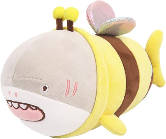 ARELUX 10in Bee Plush Pillow Stuffed Animal,Fuzzy Yellow Honeybee Shark Plushie Doll Pillow,Stuffed Shark Pillow,Soft Anime Bee Pillow Toy Friends Family Member