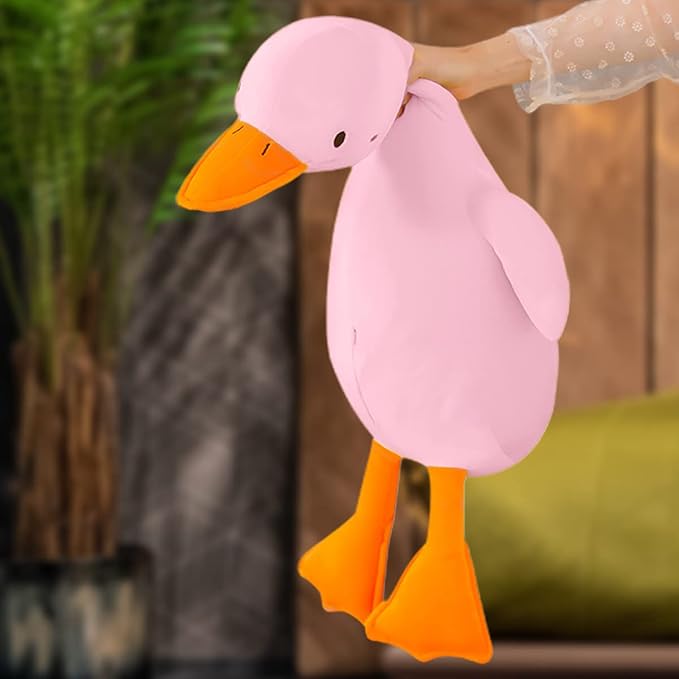 KEWO Duck Plush Pillow Stuffed Animal Toy, Cute Giant Goose Plush Duck Stuffed Animal,Soft Hugging Pillow for Kids Bedding (Pink,25.5 in)
