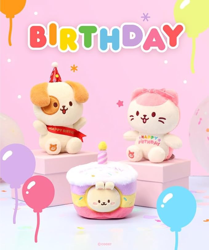 Anirollz Birthday Cake Oufitz Bunniroll Mini Plush – Soft & Cuddly Stuffed Bunny, Cute Collectible Gift for Plush Lovers, 4” Small & Adorable