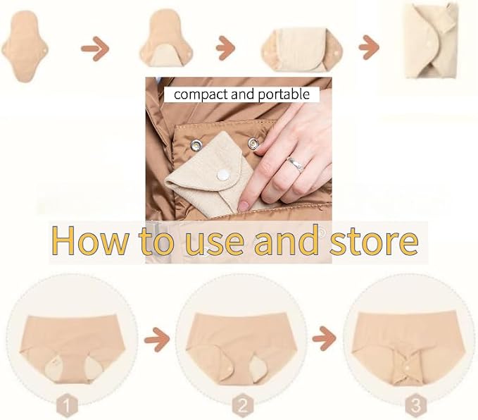 6 Pack Panty Liners 7.1" Reusable Organic Cotton Top Layer Washable Breathable Cloth Pads for Light Flow Postpartum and Bladder Leaks