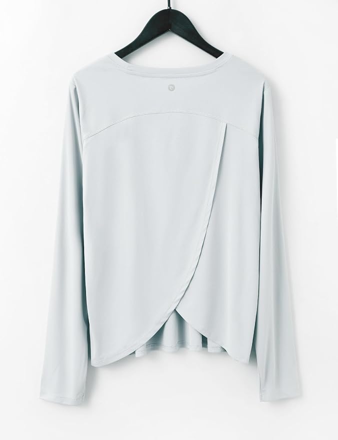baleaf Women's Long Sleeve Workout Tops Running Sun Shirts Split Back | UPF 50+, Quick Dry, Lightweight, Breathable, Moisture-wicking, SPF, UV, for Athletic, Gym, Hiking, Tennis, Outdoor