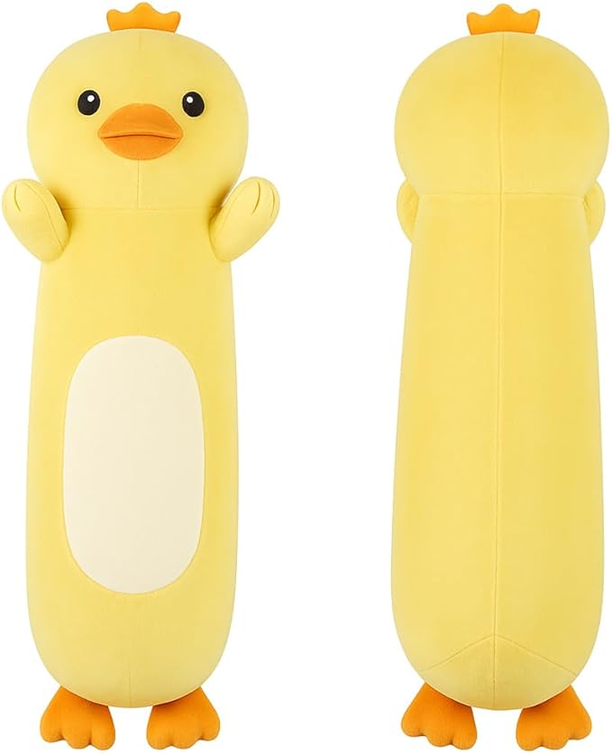 22” Long Duck Plush Body Pillow, Cute Duck Stuffed Animals, Soft Squishy Cuddly Pillow Plushies Toy Gifts for Kids Boys Girls, Birthdays Easter
