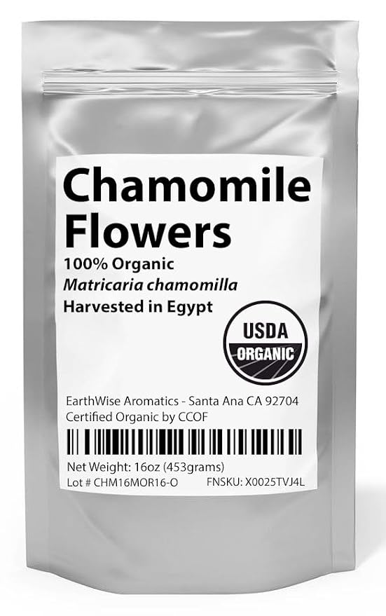Organic Chamomile Flowers - 1 lb (16oz) - Herbal Tea - 100% Organic - Flor de Manzanilla - EarthWise Aromatics
