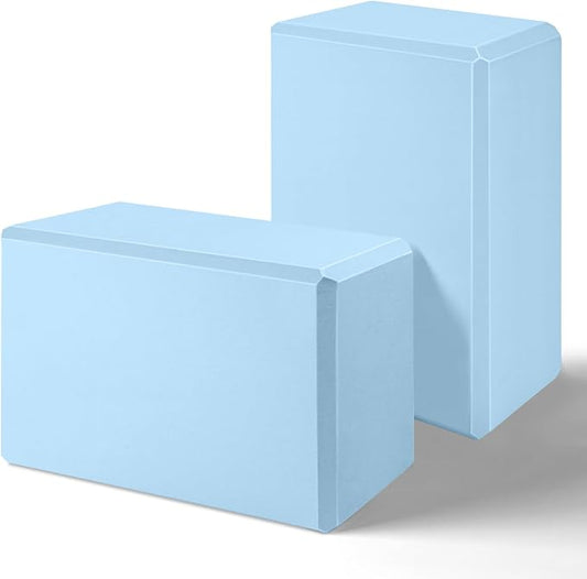 Yoga Blocks 2 Pack 3x6x9IN Foam Block Supportive Latex-Free with Beveled Edges, Non-Slip Exercise Blocks for Pilates, Meditation, Balance, Stretching and Deep Poses